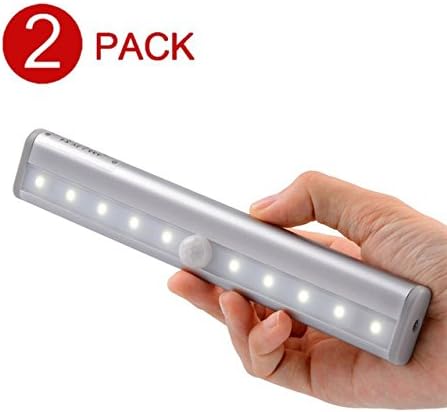 TBAO 10LEDs Infrared Sport Sensor Cabinet Light Wireless Sensor Wardrobe Light Induction Night Light LED Bar Light Wall Lamp 2PACK (Warm White)