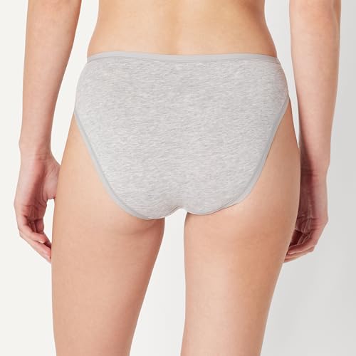 Culotte Bikini Échancrée en Coton Extensible Femme, Lot de 10, Gris Medio Mezcla, 42