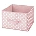 mDesign Medium Soft Fabric Nursery/Playroom Closet Storage Organizer Bin Box with Front Handle for Cube Furniture Shelving Units - Holds Toys, Clothes, Diapers, Bibs, 4 Pack, Pink/White Polka Dot