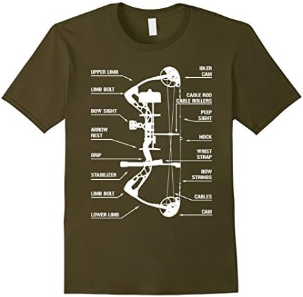 Men's Compound Bow Archery Hunting Anatomy T Shirt - Funny Bow 2XL Olive