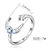 925 Sterling Silver Crescent Moon Star Rings for Women Size 7