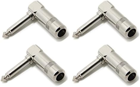 Cables Right Angled Solder Design Construction 6.35MM TS Mono Male Plug Headphone Audio Connector For Speaker Cables, Patch Cables, Snakes – 4 Pack