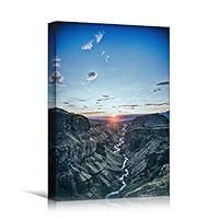 Canvas Wall Art Landscape Sunset Bedroom Contemporary Dramatic Landscape Mountain Multicolor Photography - 12x18 inches