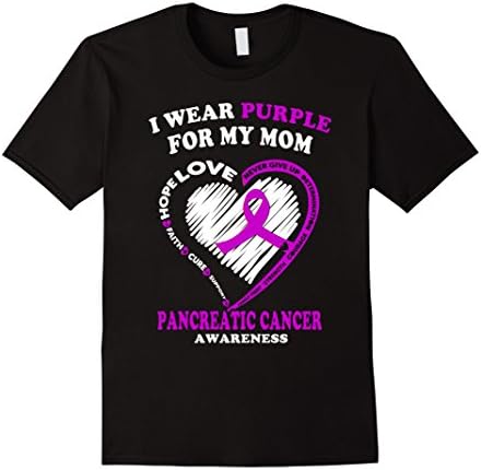 Men's Pancreatic Cancer T Shirt - I Wear Purple For My Mom 2XL Black