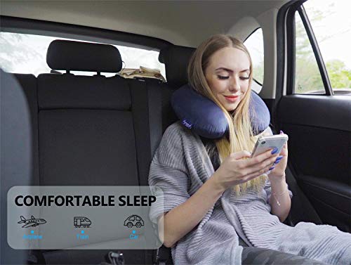 Fabuday Travel Pillow Memory Foam Head Neck Support Pillow for Airplane, Car, Office, with Attachable Snap Strap Soft Washable Cover