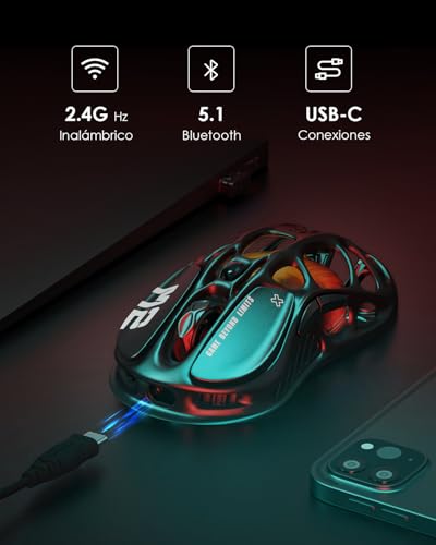 GravaStar Mercury M2 Gaming Mouse - MMO Computer Gaming Mouse with 26,000 dpi Optical Sensor - Lightweight 78g Hollow Design - 5 Programmable Buttons - 5 RGB Modes - Stealth Black