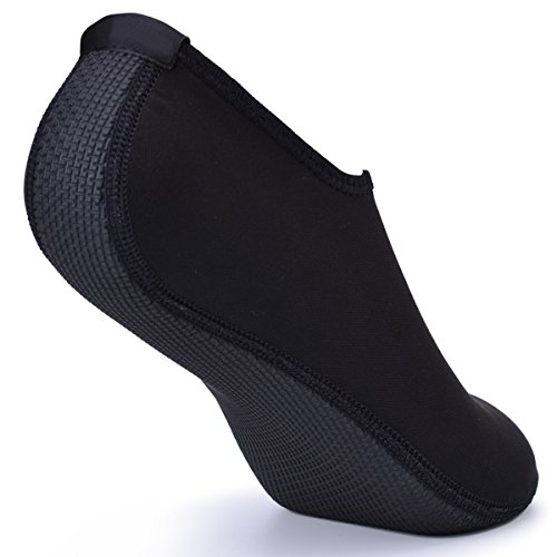 JACKSHIBO Men Women Quick-Dry Water Skin Shoes Aqua Socks Water Sports Swim Surf Yoga Exercice Beach Black 5.5-6.5 M US Women/4-5 M US Men