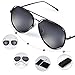 Duduma Polarized Fashion Aviator Sunglasses with Flat Lens Metal Frame for Women and Men 0713 (Black frame, Smoke lens)
