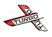 2Pcs Metal TURBO Premium Car Side Fender Rear Trunk Emblem Badge Decals (Red TURBO)