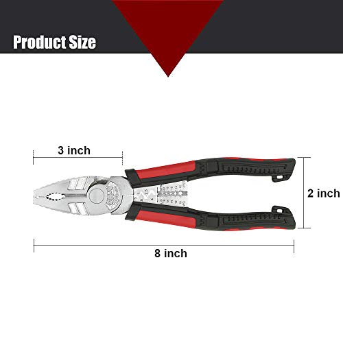 Linesman Pliers Multi-function Combination Pliers, Quickly Screw Extractions, 8-inch Portable Heavy Duty Pliers with Wire Stripper/Crimper/Cutter/Gripping Function, 5 Ways Crimping, Heavy Duty Pliers - Thumbnail 5