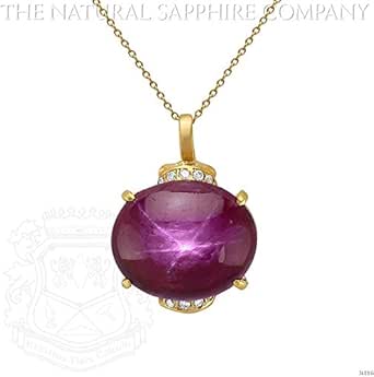 Amazon.com: Large Star Ruby Pendant in an 18K Yellow Gold and Diamond ...