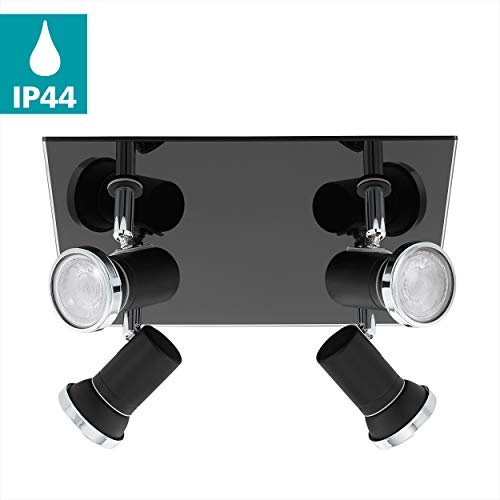 EGLO Plafondlamp Tamara 1, 4-lichts plafondlamp modern, klassiek, plafondspot van staal en glas, woonkamerlamp in zwart… - Afbeelding 3