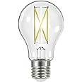 Satco 8 Watt LED A19 Light Bulb Clear Medium Base 2700K Warm White 90 CRI 120 Volt 800 Lumens Dimmable 15000 Hours 6 Pack