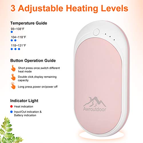 Hand Warmers Rechargeable,5200mAh Electric Portable Pocket Hand Warmer