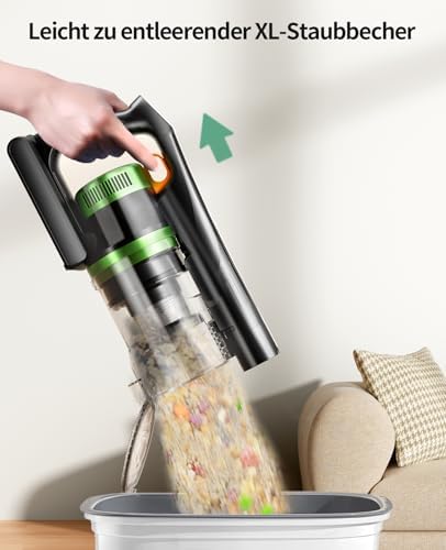 Akku Staubsauger Kabellos 600W/50000Pa/65Min, Akkustaubsauger mit HD Display, Aromatherapie，Anti Haar Wrap，Ultraleise kabelloser Staubsauger für Tierhaare/Teppiche/Hartböden/Auto