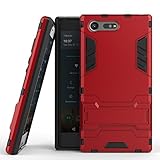 Xperia X Compact Heavy Duty Case DWaybox 2 in 1 Hybrid Armor Hard Back Case Cover with kickstand for Sony Xperia X Compact F5321 / Xperia X Mini (Sony Kugo SS) 4.6 Inch (Marsala Red)