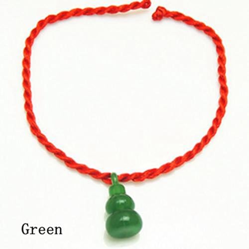 Gourd Handmade Red String Bracelet with Good for Prosperity and Success, Kabbalah Red String Bracelet Q-7 (Green)