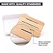 KRALIX Adina 4-Piece Bathroom Accessory Set, Includes Lotion Soap Dispenser, Soap Dish, Tumbler and Toothbrush Holder, White with Bamboo