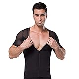 HANERDUN Mens Slimming Body Shaper with Zipper Compression Shirt Slim Shapewear