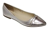 Bella Marie Angie-105 Women's pointy toe boat slip on stitching detail patent leather flats
