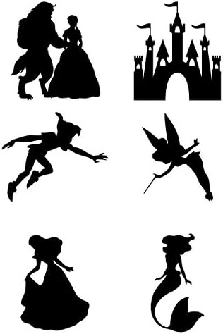 Disney Characters Silhouettes Wall Stickers Beauty and The Beast Tinkerbell Peter Pan Ariel Princess Belle Disney Castle