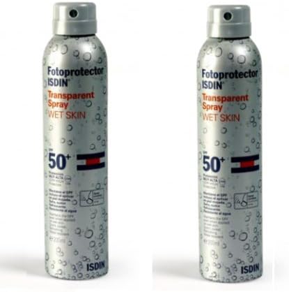 2x ISDIN SUNSCREEN TRANSPARENT SPRAY SPF 50+ WET SKIN 250ml TOTAL 500ml Skin Beauty Gift