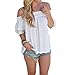 Sunward(TM) Women Off Shoulder Short Sleeve Casual Shirt (Small, White)