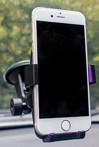 Tomline Universal Windshield Smartphone Car Mount Cell Phone Holder for iPhone Smartphones - Android Smartphones and most Handheld Devices with maximum width of 3 inches (black with red cushions)