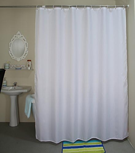 WeLwo Polyester Cloth Bathroom Shower Curtain Liner, 72" W x 96" H White Cloth Fabric Heavy Duty Waterproof Shower Curtain Liner Weighted New