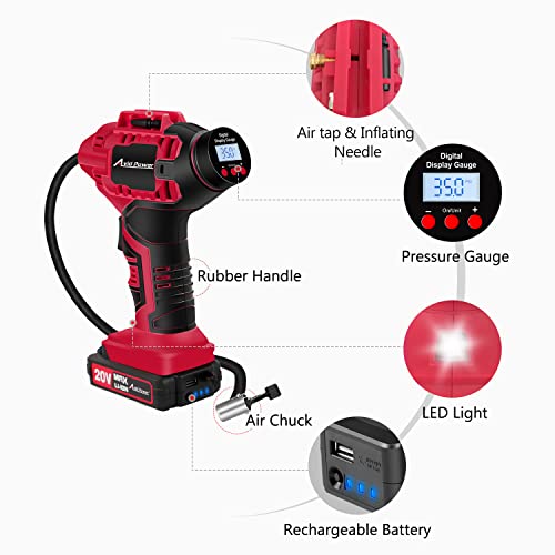 AVID POWER Tire Inflator Air Compressor, 20V Cordless Car Tire Pump