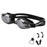 Swim Goggles for Women,Men - Antifog Tinted,Mirrored Swimming Goggle - No Leaking, Anti-Fog, UV Protection Comfortable for Adult,Youth,Kids 12 + EarPlugs + Nose Clips