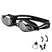 Tinted Adult Swim Goggles - Antifog Mirrored Lens Swimming Goggle,Leak Proof with S,M,L Size Nose Bridge,Comfortable for Adults,Men,Women,Youth,Kids 12 + EarPlugs + Nose Clips