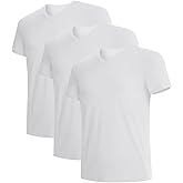 BAMBOO COOL Men's Undershirts V Neck, Moisture Wicking Soft T-Shirt, Stay Tucked Classic Fit, Tag-Free, 3-Pack