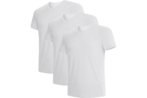 BAMBOO COOL Men's V-Neck Undershirts Soft Stretch T-Shirts,Breathable and Moisture-Wicking Tees for Men 3 Pack