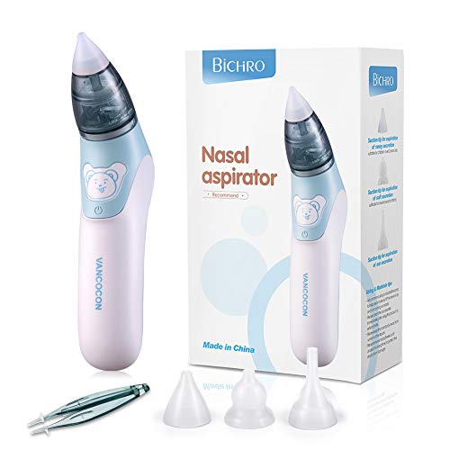 Baby Nasal Aspirator, Electric Nasal Aspirator and Earwax Remover with 3 Sizes of Washable and Reusable Suction Cups, Safe and Hygienic, Suitable for Newborns, Toddlers and Infant