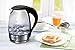 Glass Electric Kettle 1.8 Liter. Borosilicate Glass, Automatic Locking Mechanism, LED Indicator Light, Speed Boil, Auto Shut-Off, Boil-Dry Protection, BPA Free, Cordless, Rotation 360°, Noiselessness, Dimensional Divisions. ETL Certified.