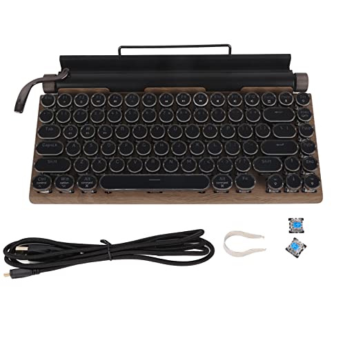 Leapiture Mechanische Vintage-Tastatur, Kabellos, Einstellbare Helligkeit, Vintage-Schreibmaschinentastatur, Einzigartig Gestaltete Tastatur, Ideal Für Studium Und Büro
