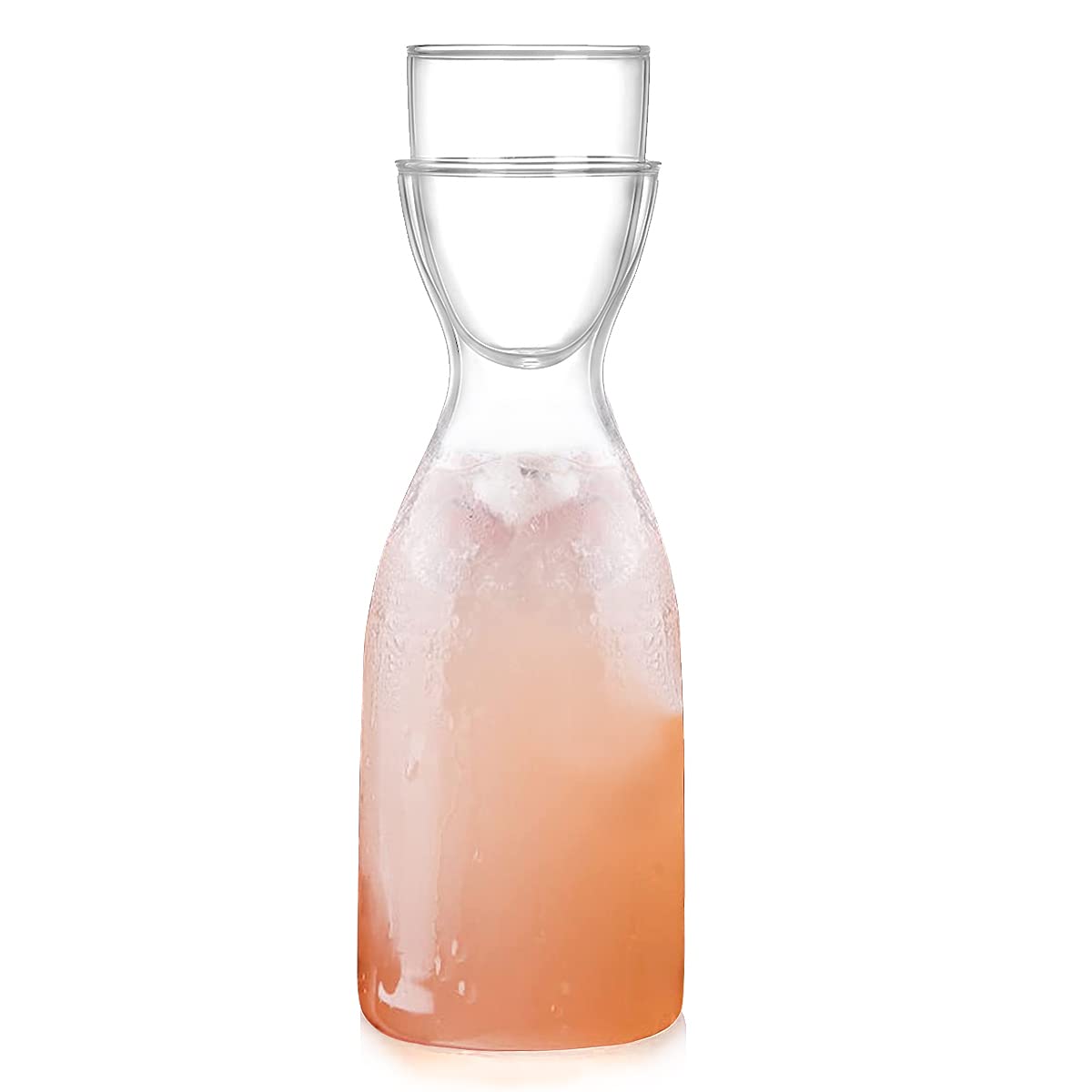 DOERDO Bedside Water Carafe Set with Tumbler Glass Set for Bathroom Mouth Washer Dispenser, Bedroom Nightstand or Kitchen, 20oz, 600ml