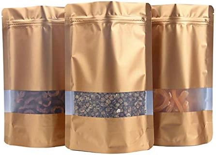 100 Pack Matte Ziplock Bags Stand Up Zipper Pouch Bags Resealable Zip Mylar Bag Food Storage Aluminum Foil Bags Smell Proof Pouches (Gold Food Safe, 9x13cm (3.5x5.1"))