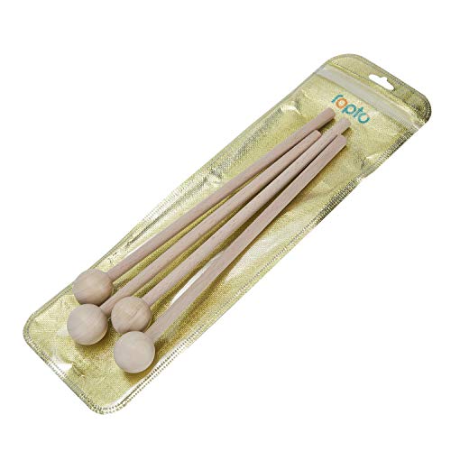4 pcs Bell Mallets Glockenspiel Sticks, Mallet Percussion with Wood Handle Round Head Hammer for Energy Chime Xylophone Wood Block and Bells - Thumbnail 5