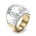 Womens Stainless Steel White Super Sized Crystal Ring Promise Engagement Wedding,Gold Plated,Size 8