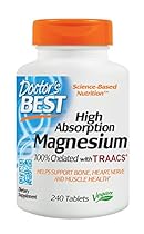 Doctor's Best High Absorption Magnesium Glycinate Lysinate, 100% Chelated, Non-GMO, Vegan, Gluten Free, Soy Free,  200 mg, 240 Tablets