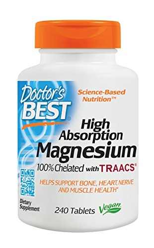 Doctor's Best High Absorption Magnesium Glycinate Lysinate, 100% Chelated, Non-GMO, Vegan, Gluten Free, Soy Free,  200 mg, 240 Tablets