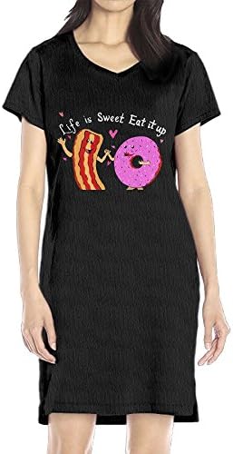 Hoeless Life Is Sweet Eat It Up Women's Short Sleeve Casual T-Shirt Dress XLBlack