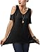 Urban CoCo Women's Vogue Shoulder Off Wide Hem Design Top Shirt (Black, S)