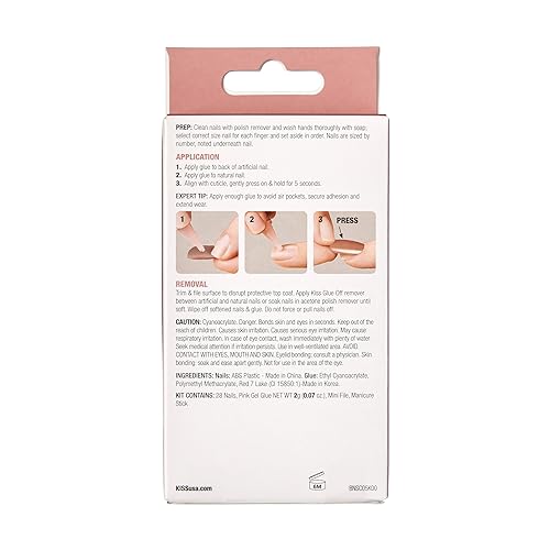 KISS Bare But Better TruNude Fake Nails Nude Nail Shades Manicure Set, 'Nudies', 28 Chip Proof, Smudge Proof Glue-On Nails - Image 4