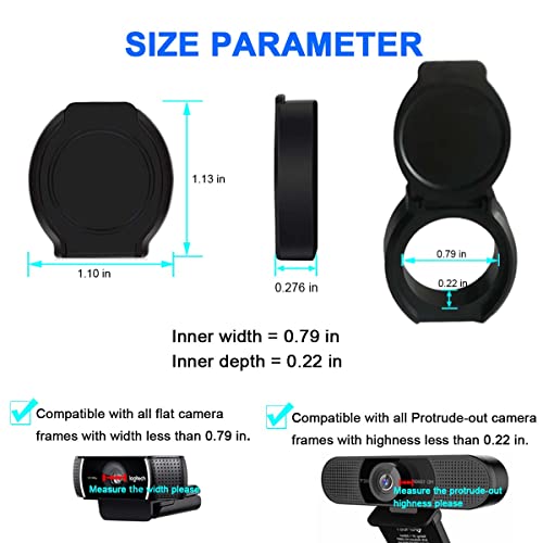 2 Pack Universal Webcam Cover, Desktop Computer External Webcam Lens Covers Shutter Cap Hood, Streaming Web Camera Privacy Cover Clip Compatible with Logitech HD Pro Webcams C270/C615/C920/C930e/C922X
