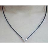 FASH 2mm Black Rubber Cord Necklace Rope Chain with Silver-Tone Stainless Steel Lobster Clasp