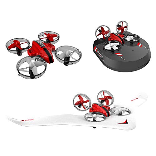L6082 RC Drone Airplane Hovercraft 3 in 1 Quadcopter Glider Airship 2.4G RC Multi-Functional Aircraft Christmas Birthday Gift Toy for Kids