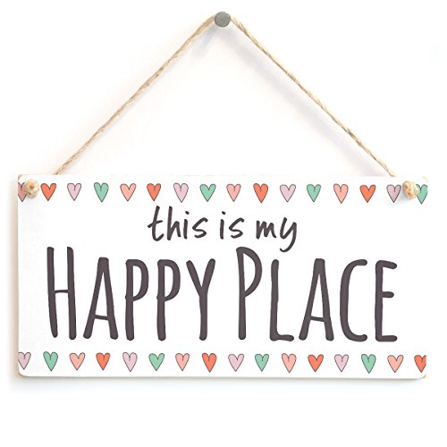 This is My Happy Place - Hearts Border Sign for Snug, Den, Family Rooms, Reading Room, Bedroom Wall